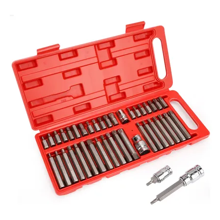 Jogo Chave Torx E Allen 40 Peças Multidentada Ferramentas Prateado