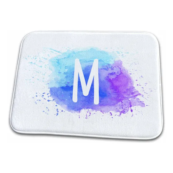 Monograma Letra M Dentro Un Azul Verde Azulado Morado.. Baño