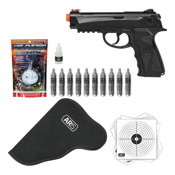 Pistola Pressão C12 Réplica Beretta + Coldre + Bbs Nautika