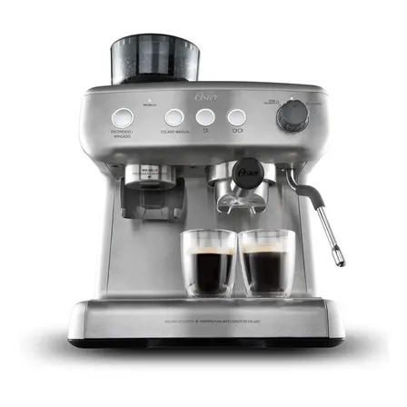 Cafeteira Espresso Oster Perfect Brew 15 barras C/molino Color Plateado