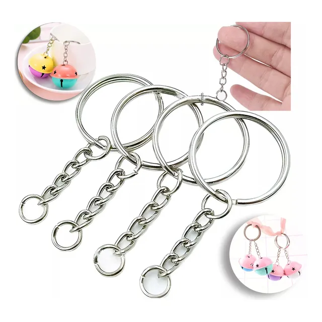 Argollas Para Llavero 2.5 Cm  Con Cadena, X 50  Piezas