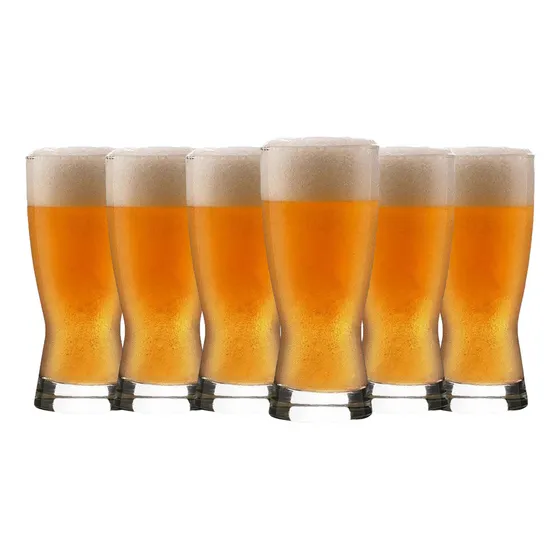Jogo 6 Copos Cerveja Chopp Tulipa Vidro 200ml Transparente