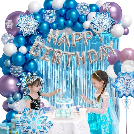Globos 130p Con Decoración Frozen Metálicos Para Cumpleaños