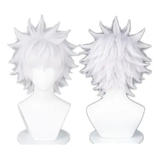 Cosplay Wig Male Men Silver White/grey Short Spiky Hall... Cosplay Wig Male Men Silver White/grey Short Spiky Hall...