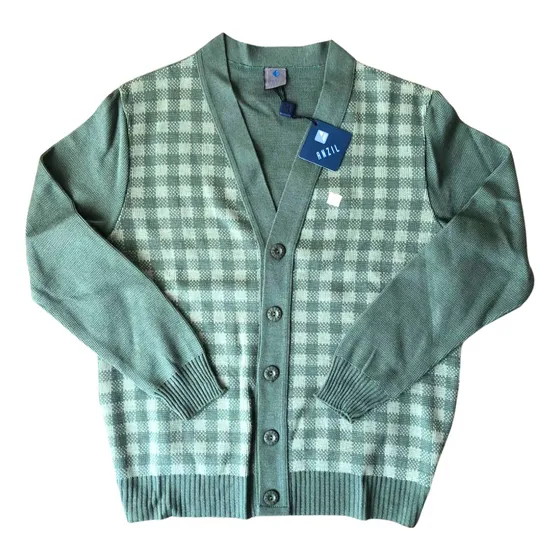 Suéter Cárdigan Abierto Con Botones (jacquard A Cuadros)