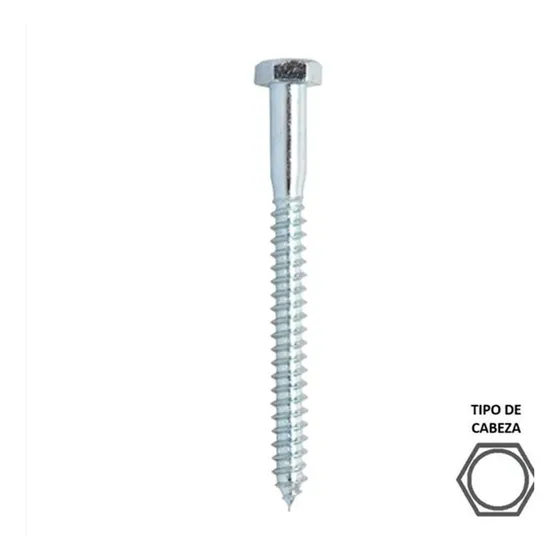 Tornillo Hexagonal Madera Galv. 3/8  X 4 1/2  200 Pzs *