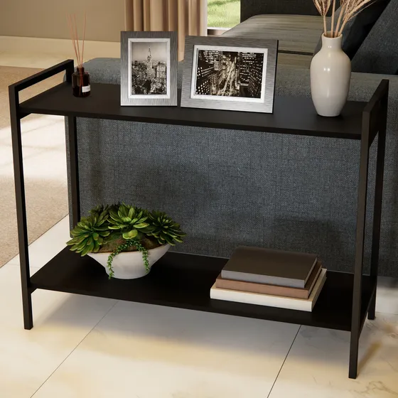 Mesa De Apoio Lateral Para Sofá Industrial Com Pés Em Aço