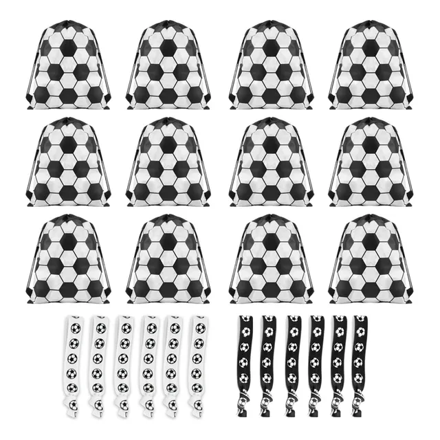 24 Bolsa Futbol Cordon Tela No Tejida Negra Pulsera
