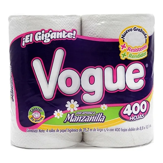 Papel Higiénico Vogue 24 Paquetes 4 Rollos De 400 Hojas