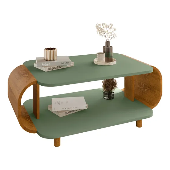 Mesa De Centro Floripa Pistache Naturalle Moderno Bechara