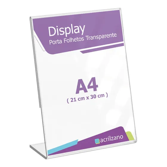 6 Displays Acrilico Em L Tamanho A4 Vertical Mesa