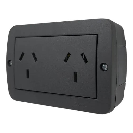 Tomacorriente Doble 10 Con Caja De 3 Modulos Para Cablecanal