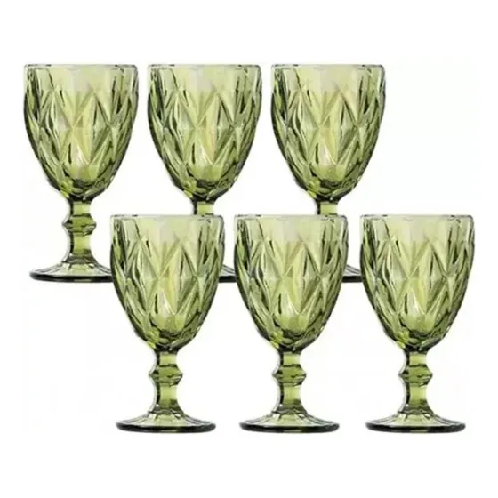 Kit 6 Taças De Vidro Diamond Bico De Jaca Abacaxi
