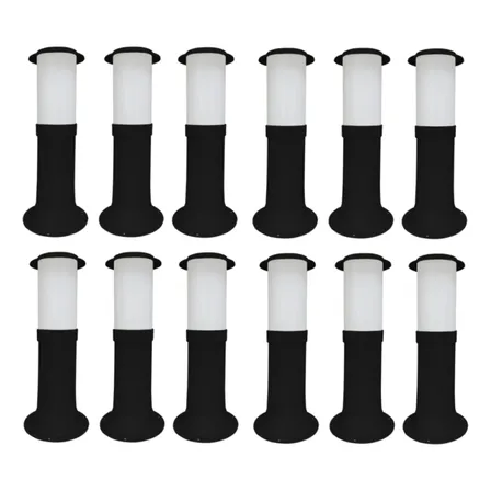 Poste Balizador Luminária Sítio Jardim 35cm Preto Kit 12 Branco-leitoso Preto