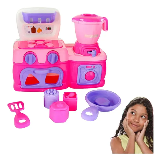 Mini Cozinha Com Fogão Forno Liquidificador E Acessórios