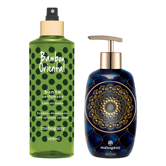 Body Splash Bambou Oriental 350 Ml E Sabonete Líquido Neela 450 Ml Mahogany