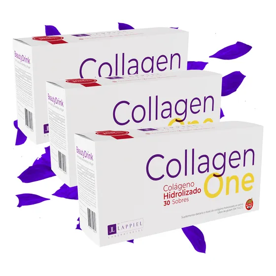 Pack X3 Collagen One Lappiel. Colageno Puro. 90 Sobres