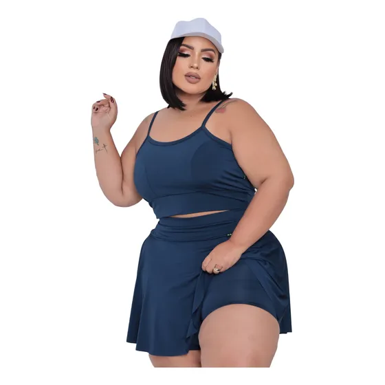 Conjunto Plus Size Short Saia E Top Academia Treino G1 Ao G3