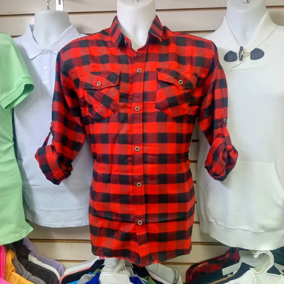 Camisa Hombre Loremay Cuadros Chicos Roja , Todas Las Tallas