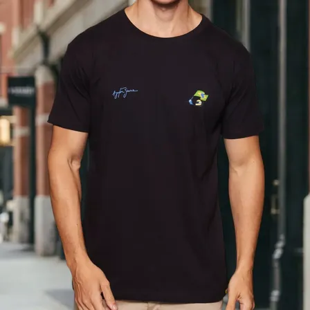 Camiseta Assinatura Carro Senna Reserva Preto Senna G Estampa Localizada