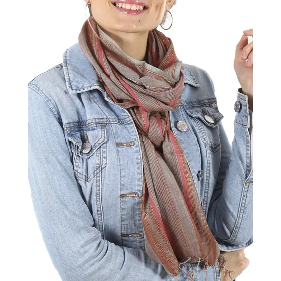 Pashmina Mujer Chalina Pañuelo Tramado Rayas Importado #1135