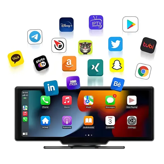 Radio Pantalla Inalámbrica 10.2 Multimedia Carplay 2camaras Color Negro | Cuotas sin interés