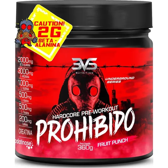 Pré Treino Prohibido 360g - O Mais Forte 2g De Beta Alanina