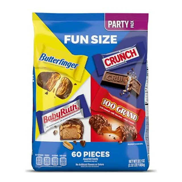 Pack Surtido De 60 Barras De Chocolate, Butterfinger, Crunch