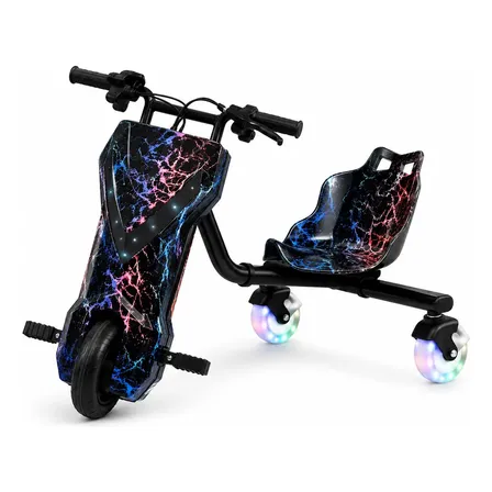 Drift Eletrico Patinete 350w Bluetooth Led Infantil Presente Raio Preto