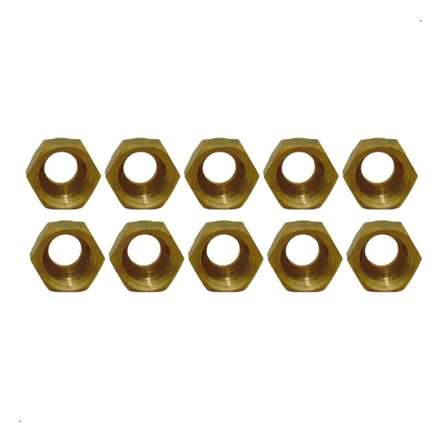 Kit 10 Porca De - 3/8 Sae Forjada Flange Cobre Latao