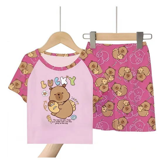 Conjunto De Camiseta Infantil Con Diseño De Capibara Rosa Capibara Ch(4-5años)