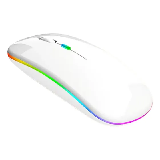Mouse Inalámbrico Recargable Usb Silencioso Dual Bluetooth Color Blanco