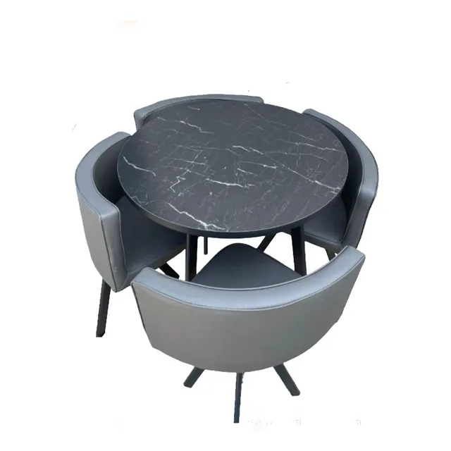 Juego De Comedor Pequeño Holand Gris Marmoleado