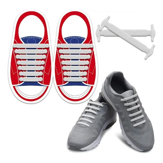 Cordones Elásticos Silicona Para Tennis Zapatos Ajustables Color Blanco