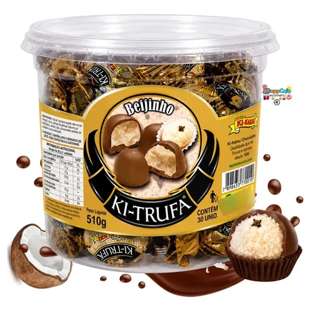 Trufas De Chocolate Pote 510g Beijinho Kikakau 30unidades.
