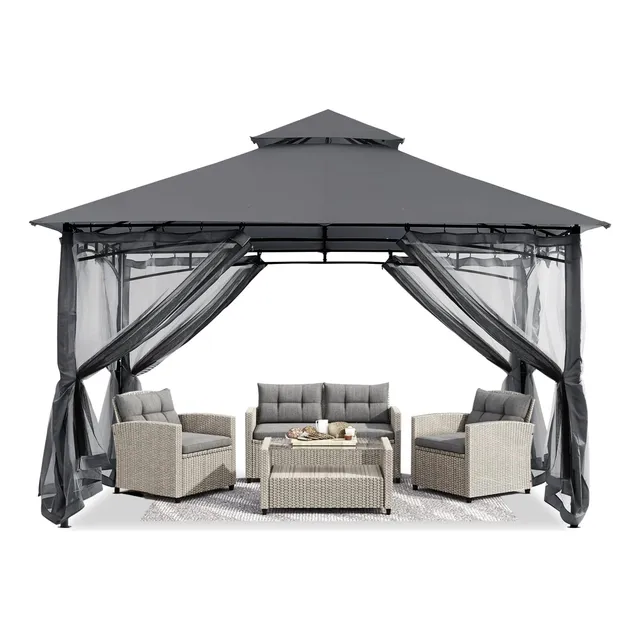Gazebo Patio Resistente 10 Pies X 12 Pies Mosquitero Po...