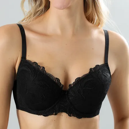 Sostén Cobertura Perfecta Negro Flores 13322ngr