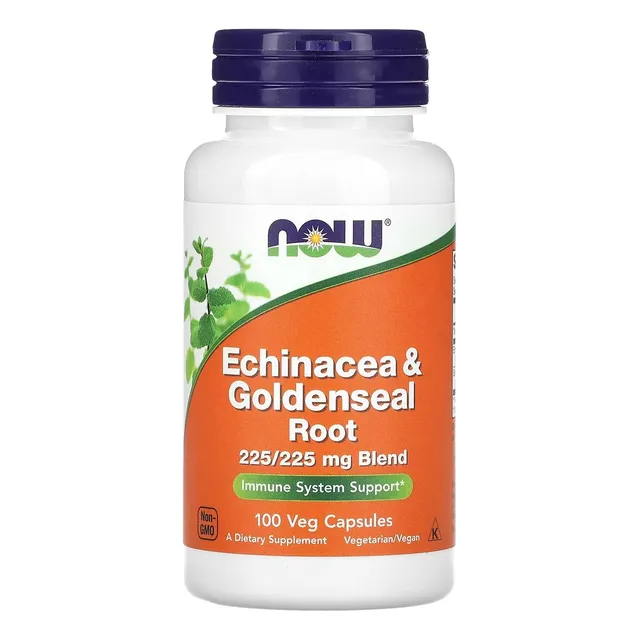 Echinacea & Goldenseal Root Now Foods 225mg 100 Capsulas