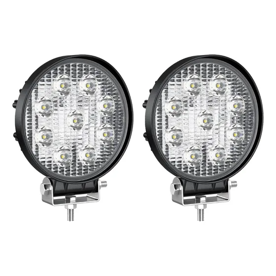 2 Reflector Led 27w Redondo 2430lm Todo Tipo De Vehiculos