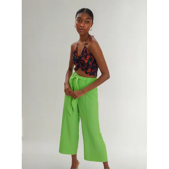 Calca Iódice Pantalona Cós Alto Com Faixa Verde