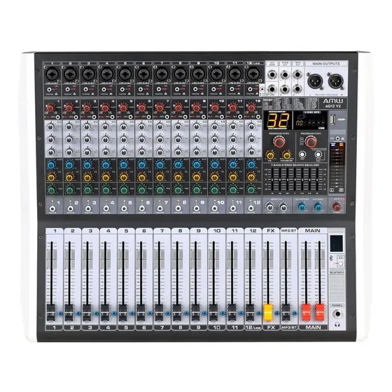 Amw Ag12 Mesa De Som 12 Entradas Xlr Mp3 Bt Rec Interface