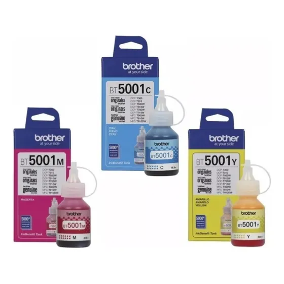 Pack 3 Tintas Color Brother Original Bt5001 T500 T300 T700