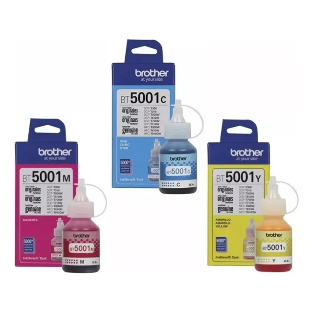 Pack 3 Tintas Color Brother Original Bt5001 T500 T300 T700