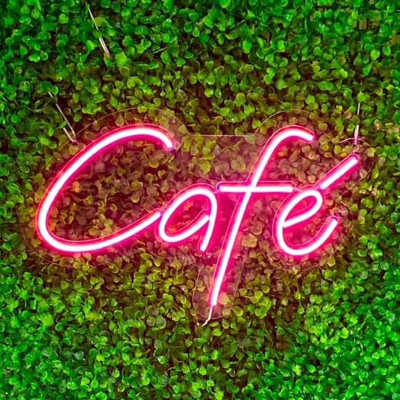 Painel Neon Led Café Escrita Luminosa Amantes De Café Cor Rosa 110V/220V