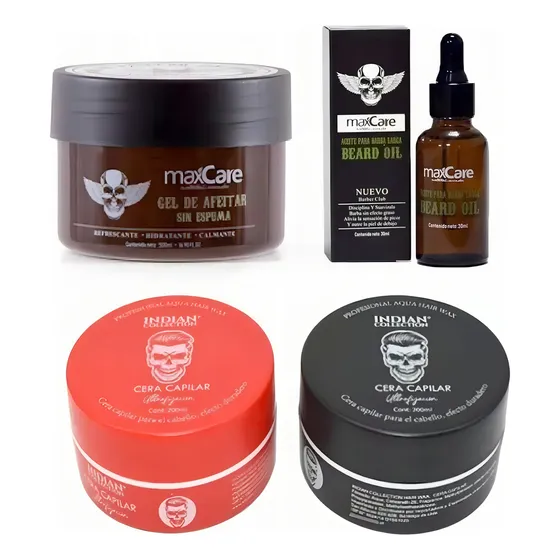 Kit 2 Cera 200g + Gel De Afeitar + Barba Aceite Para Barba