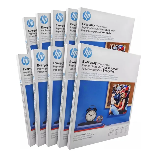 HP carta fotográfico de 500 hojas de 200g blanco de 10 unidades por pack