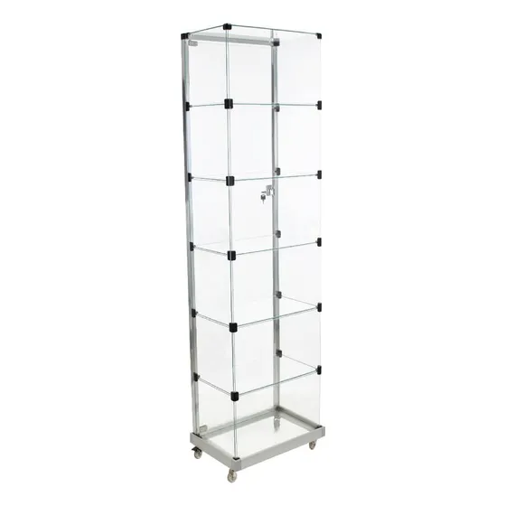 Vitrine De Vidro Modulada Móvel Com Porta E Tranca 50
