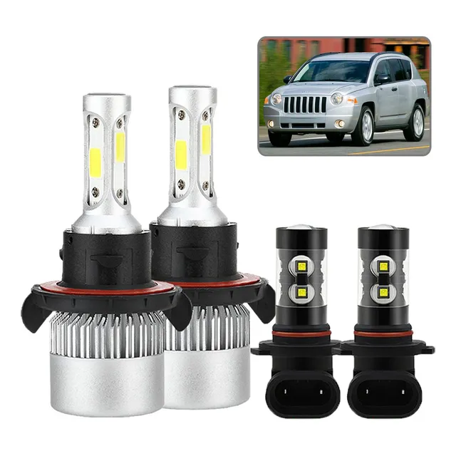 Q-c: Kit Faros Led 8000lm Luz Alta Y Baja/niebla Para Jeep
