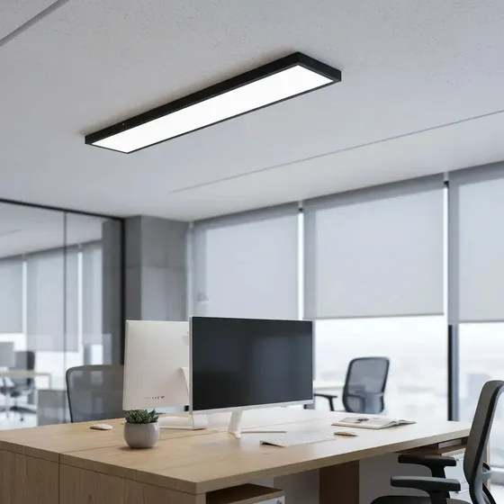 Plafón LED Backlight 48W de Techo Sobrepuesto Negro con Luz Neutra