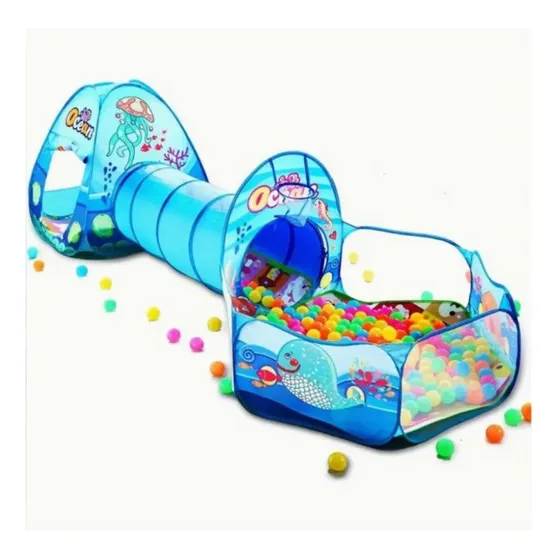 Juego De 3 Piezas Para Niños Piscina De Pelotas Y Túnel